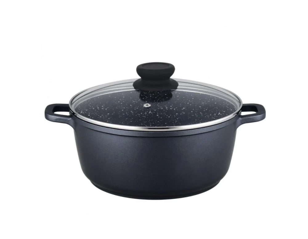 Set de oale și tigăi ZEPHYR ZP 4318 M5, 5 piese, Finisaj marmorat, Inducție, Negru