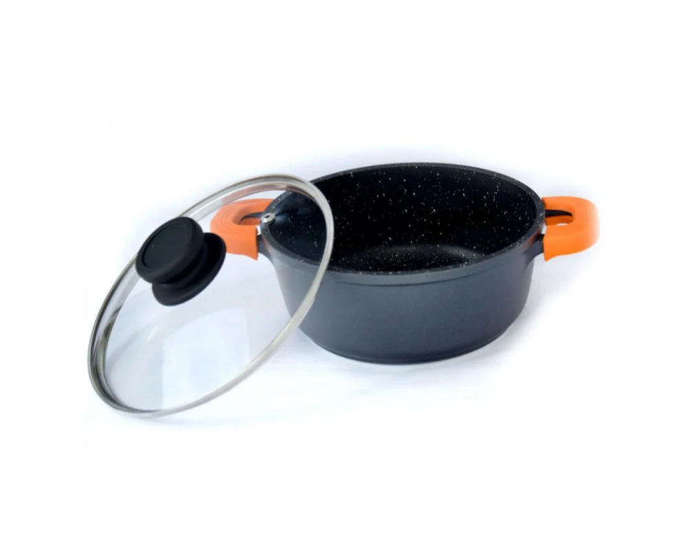Set de oale și tigăi ZEPHYR ZP 4318 M5, 5 piese, Finisaj marmorat, Inducție, Negru