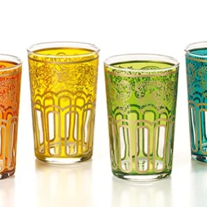 Set de 6 pahare din sticla colorata Hassieb, cate 120 ml fiecare