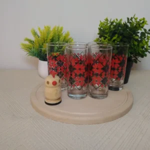 Set 6 pahare de sticla cu imprimeu Traditional, 270 ml