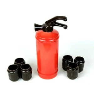 Set pentru Bauturi, Stingator de Foc, Sticla 1l si 6 pahare 50 ml, Ceramica