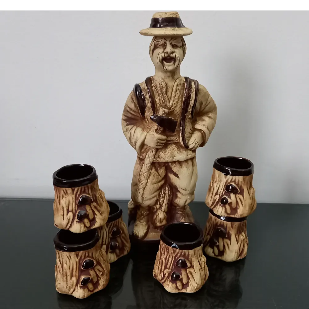 Set pentru servire bauturi, Ceramica, Sticla Padurar cu 6 pahare Buturuga