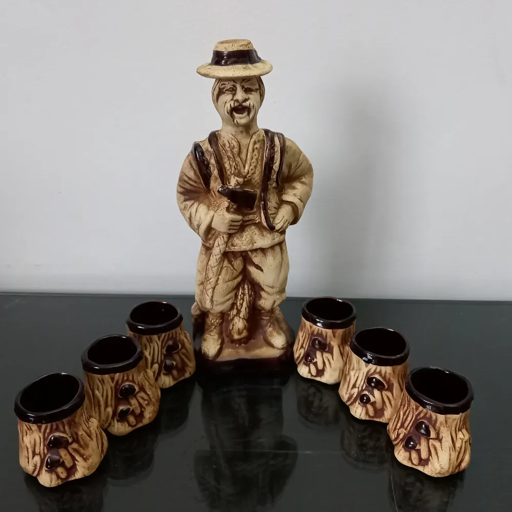 Set pentru servire bauturi, Ceramica, Sticla Padurar cu 6 pahare Buturuga