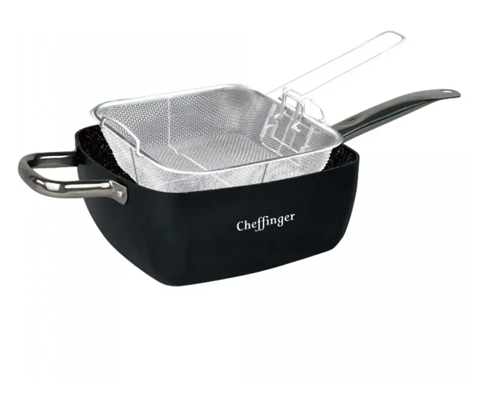 Set 4 Piese Tigaie Universală Patrată 24x24 cm, Aluminiu Forjat cu Acoperire Marmurată, Compatibilă Inducție, Cuptor și Gaz