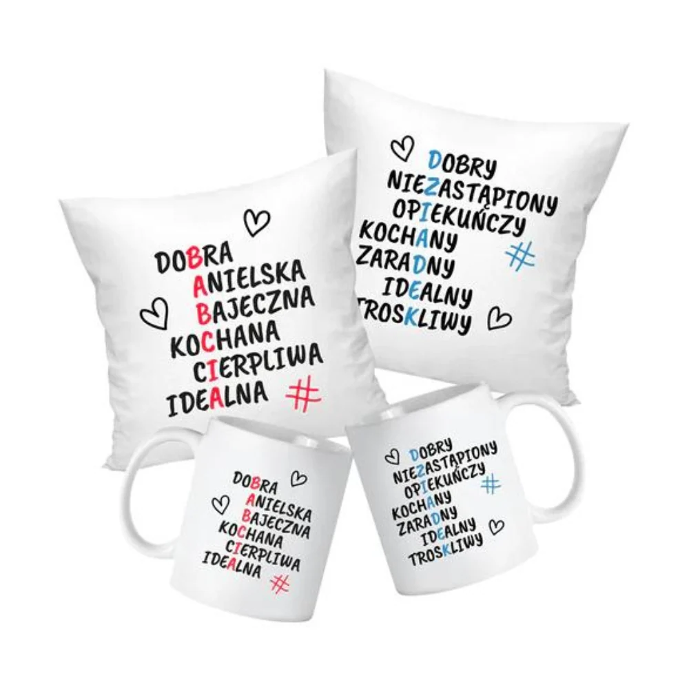 Set Pillow Mug Crossword Puzzle Cadou pentru Ziua Bunicilor