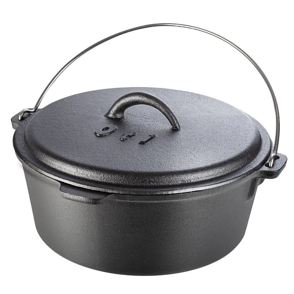Set 4 produse din fonta pura, Tuci Oti 24 cm, 3.5l, Vas pentru gatit Cocotte Oti 18 cm, 1.5l, Tigaie Oti 24 cm, Grill Oti...