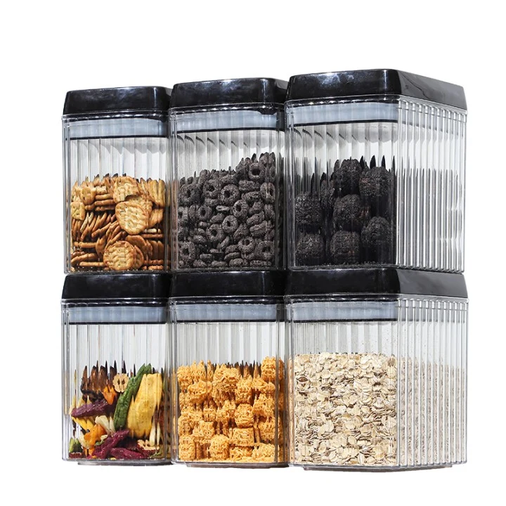 Set 6 Recipiente din Plastic, Vivimall, pentru Alimente/Obiecte, Inchidere Ermetica, Textura Ondulata, 6 x 1.5l, Transparent