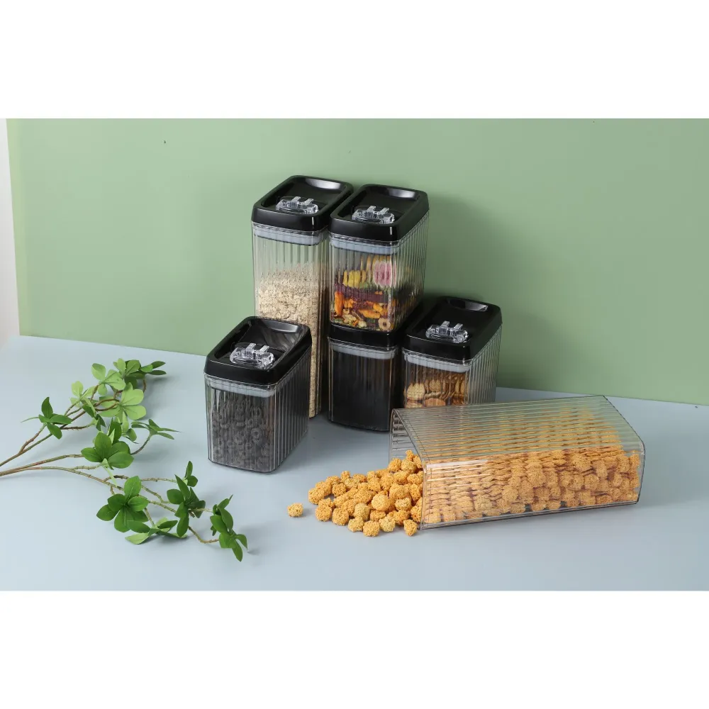 Set 6 Recipiente din Plastic, Vivimall, pentru Alimente/Obiecte, Inchidere Ermetica, Textura Ondulata, 6 x 1.5l, Transparent
