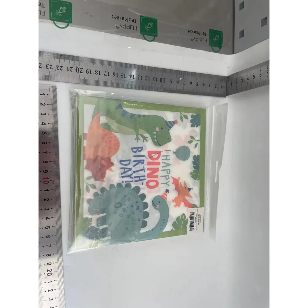 Set 20 de Servetele de Masa Happy Birthday, Vivimall, Model Dinozauri, Tematica Aniversare, 33x33 cm, Verde
