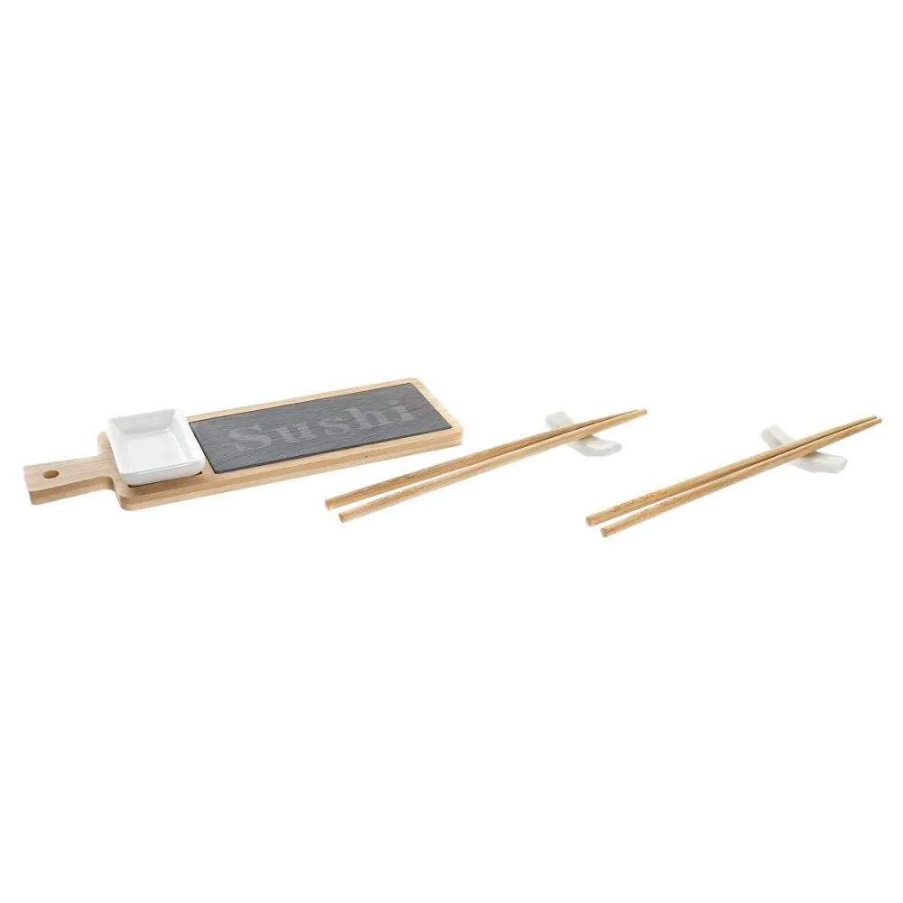 Set de Sushi DKD Home Decor Bambus Slate Natural Oriental 28 x 9 x 2 cm (3 Piese) (6 Piese)