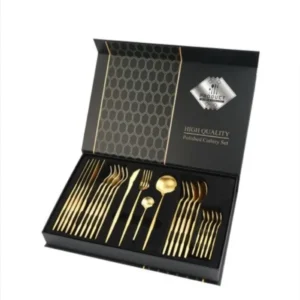 Set 24 Tacâmuri din Inox Auriu – Elegant și Modern, pentru 6 Persoane