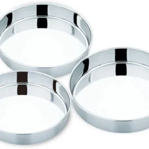Set 3 tavi pentru Cuptor din Metal, Rotunde, Argintii