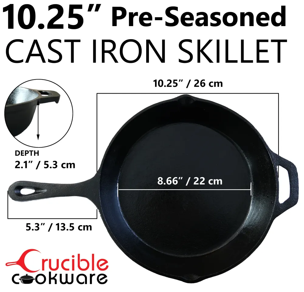 Set tigaie din fontă 12 inch (30,5 cm) și 10,25 inch (26 cm), inclusiv suporturi mari și de asistență pentru vase fierbinți
