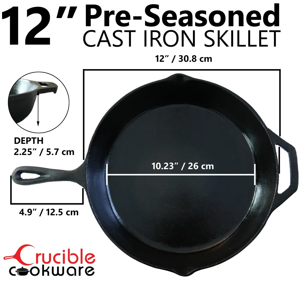 Set tigaie din fontă 12 inch (30,5 cm) și 10,25 inch (26 cm), inclusiv suporturi mari și de asistență pentru vase fierbinți