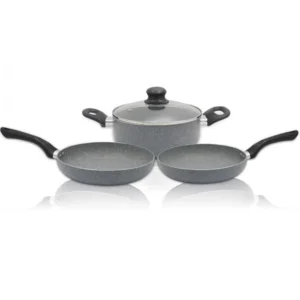 Set de tigăi și oale SAPIR Marble Cook SP 1318 CS4B, 4 piese, finisaj marmorat, gri