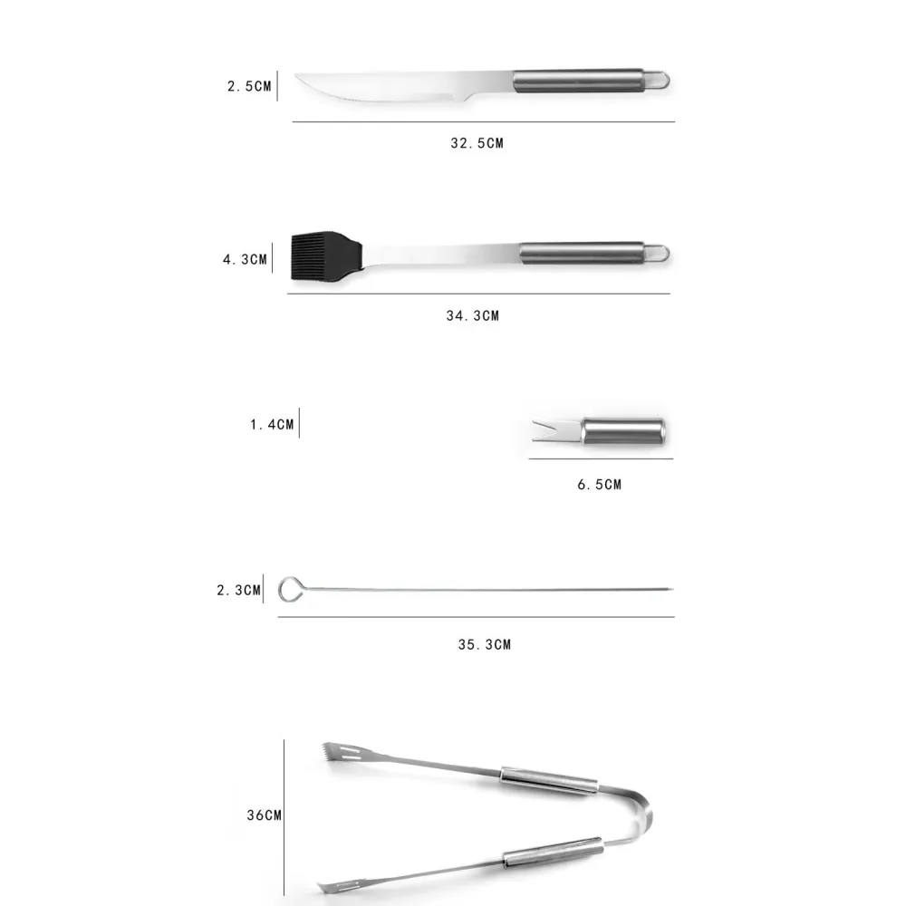 Set 20 Ustensile pentru Gratar, Vivimall, din Otel Inoxidabil, Geanta Oxford, Argintiu