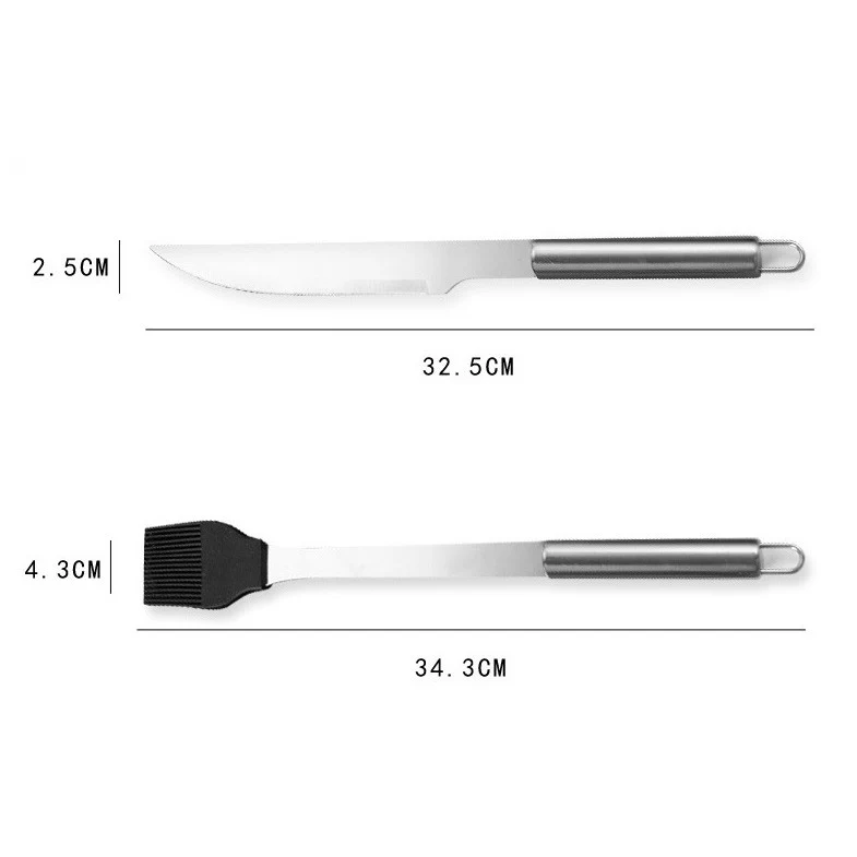 Set 18 Ustensile pentru Gratar, Vivimall, din Otel Inoxidabil, Geanta Oxford, Argintiu