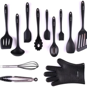 Set de ustensile, set complet de 12 piese din silicon pentru copt și gătit, set de vase de gătit, gadgeturi de bucătărie -...