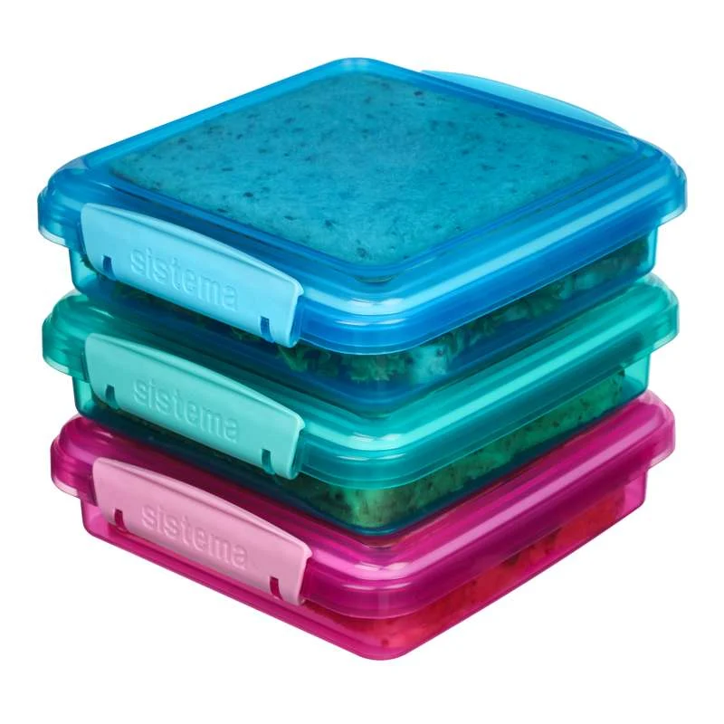 Sistema Cutie de prânz - Cutie pentru sandvișuri - 3-Pak - 450ml - Asortat