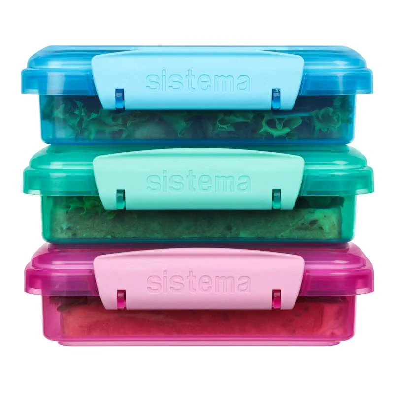 Sistema Cutie de prânz - Cutie pentru sandvișuri - 3-Pak - 450ml - Asortat
