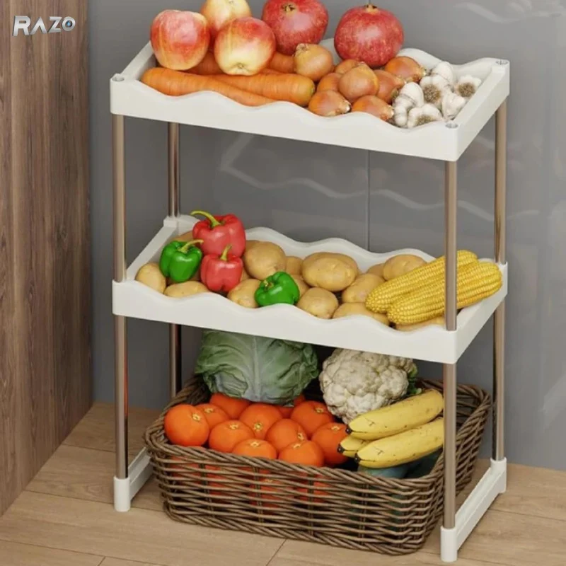 Suport organizator bucatarie RAZO, 2 etajere pentru cuptorul cu microunde, Raft suprapus, Plastic-otel inoxidabil, Montaj...