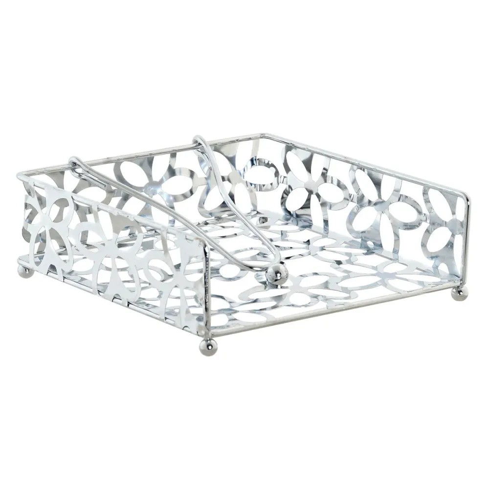 Suport pentru Șervețele DKD Home Decor Margaretă Argintiu Metal Plastic 18 x 19 x 6 cm