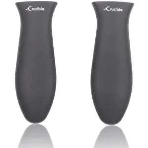 Suport pentru mâner fierbinte din silicon + suport de asistență, suport pentru oale (set de 2, negru) - mânecă de prindere...