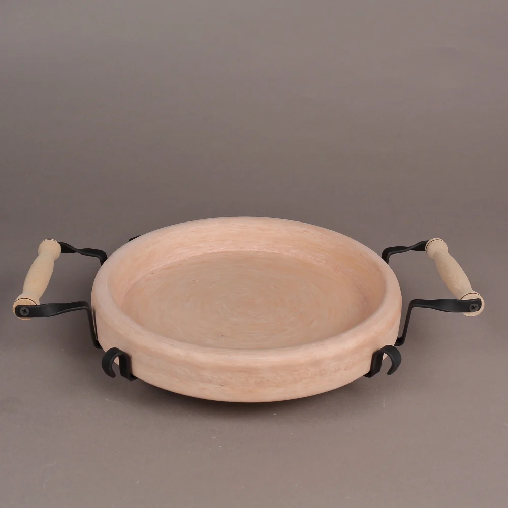 Suport pentru Oale Fierbinti, Vas Ceramica cu suport din Fier Forjat, 28 cm