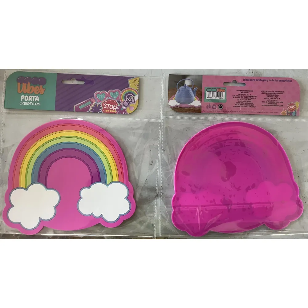 Suport pentru Pahar, Vivimall, Model Curcubeu, din PVC, 18.5 x 18.5 cm, Rezistent la Caldura, Multicolor