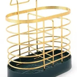 Suport pentru tacamuri, metal, Auriu, 17x15.5x8.5 cm