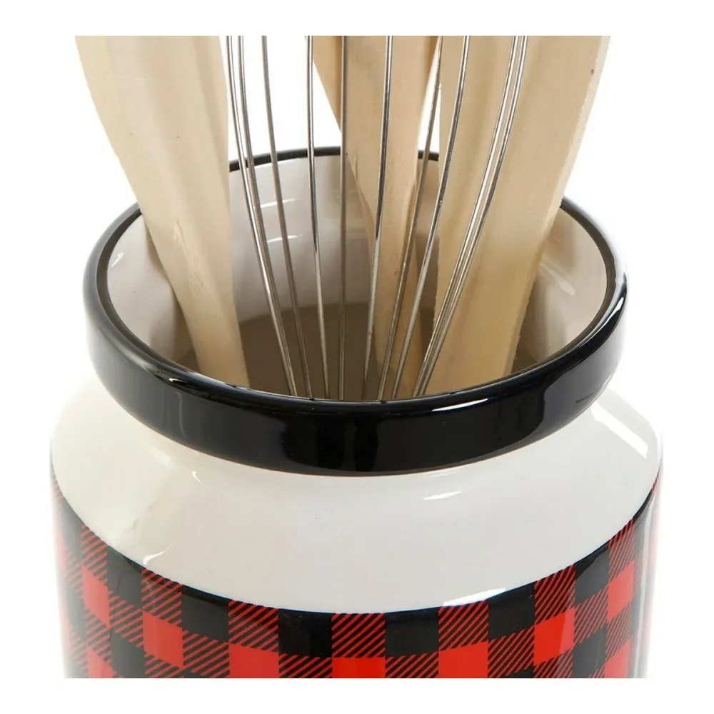 Suport pentru ustensile de bucătărie DKD Home Decor Negru Multicolor 1 L 11,5 x 11,5 x 26 cm