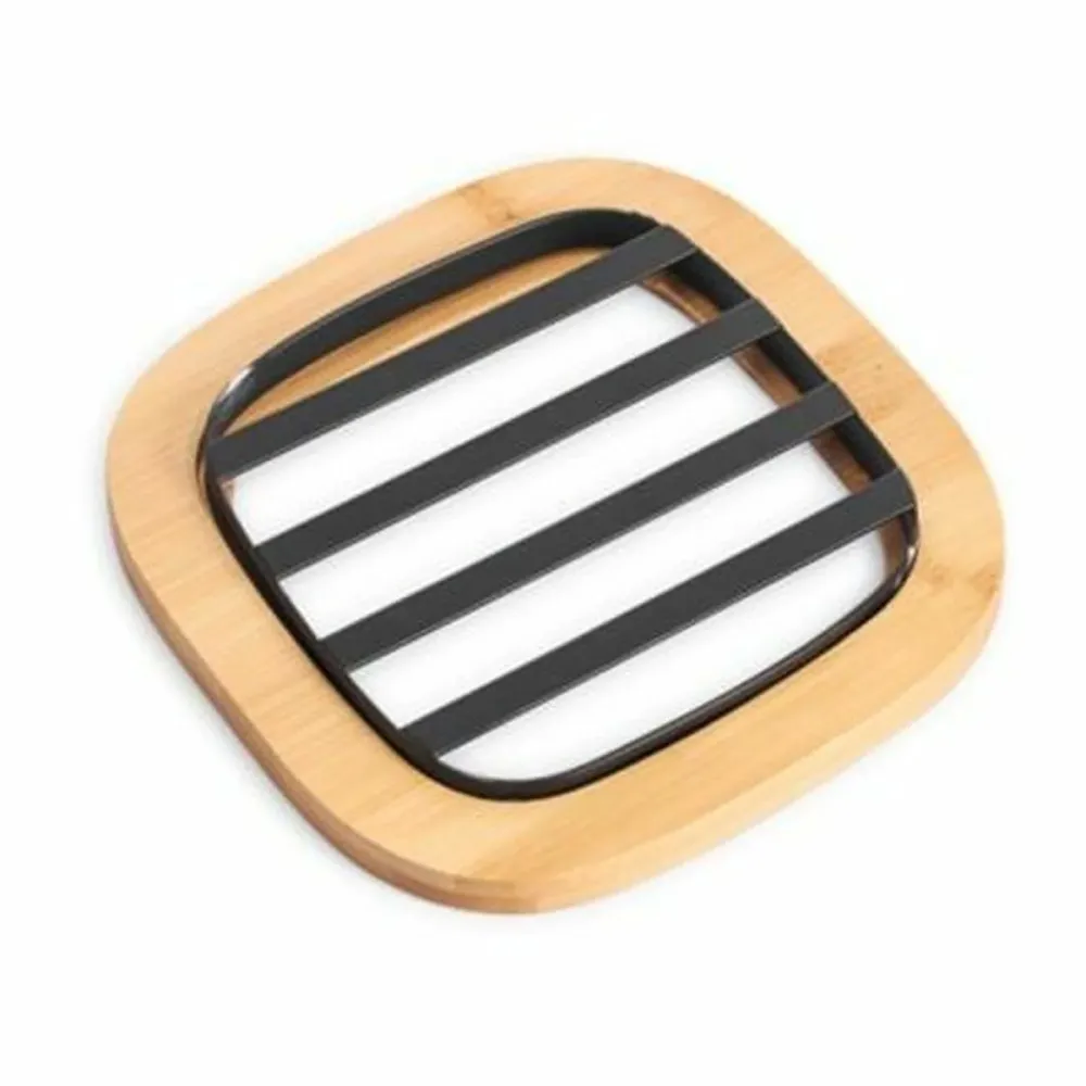 Suport Protecție pentru Masă DKD Home Decor 17 x 17 x 1 cm Natural Negru Oțel