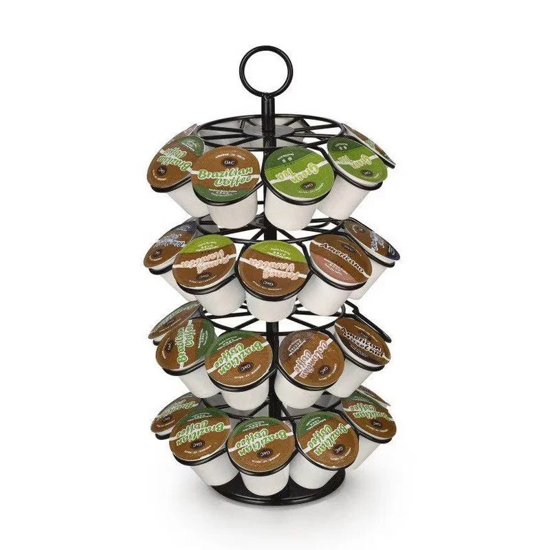 Suport rotativ 36 capsule, model brad de Craciun, 2 1, Dolce Gusto, otel inoxidabil, 28.5 x 12.5 cm, negru