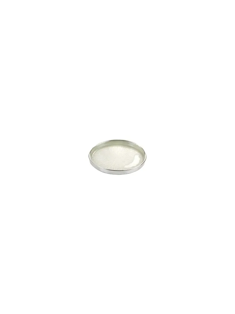Tavă de coaster Argenesi Luce D. 12cm sticlă alb perlat argintiu 0.02868
