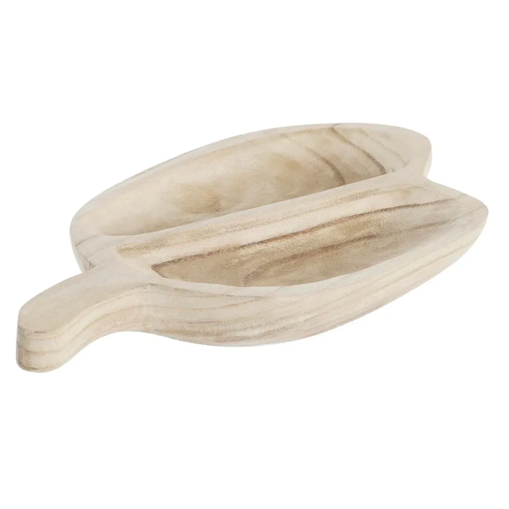 Tavă pentru gustari DKD Home Decor Maro Deschis Natural Tropical 38 x 21 x 5 cm 30 x 21 x 5 cm
