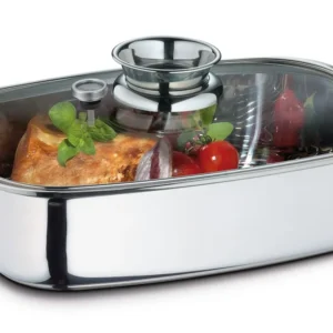 Tava dreptunghiulara cu capac si aromatizor, inox, 36 cm, 6 litri - KUCHENPROFI