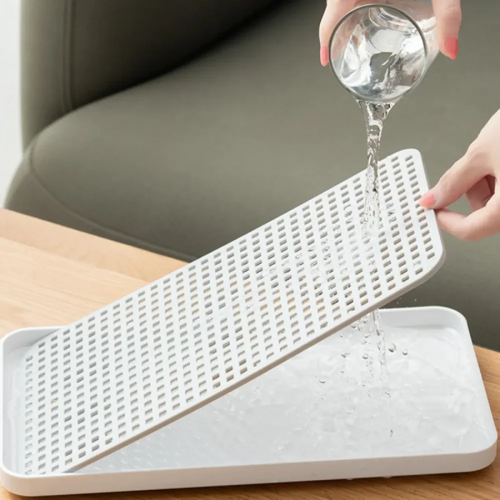 Tava multifunctionala cu sistem de scurgere pentru bucatarie si baie, 38 x 22.4 x 2.3 cm