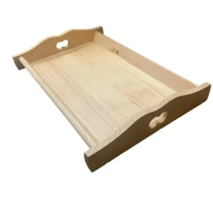 Tava servire din lemn de brad cu Manere , 44x28x4 cm