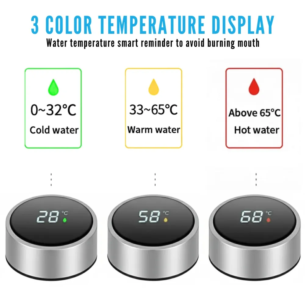 Termos Inteligent cu Afisaj LED Temperatura, Senzor Touchscreen, Infuzor de ceai, 500ml, Otel Inoxidabil, Argintiu, easyCTRL®