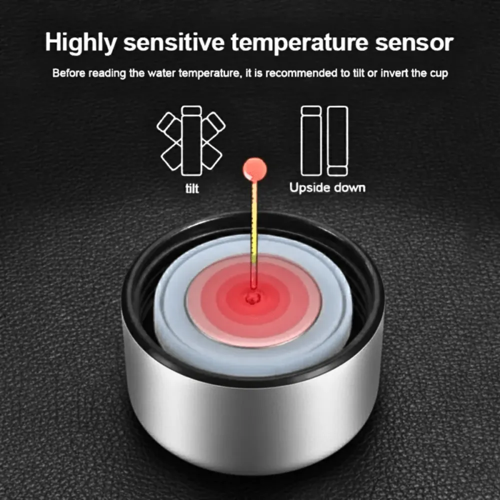 Termos Inteligent cu Afisaj LED Temperatura, Senzor Touchscreen, Infuzor de ceai, 500ml, Otel Inoxidabil, Argintiu, easyCTRL®