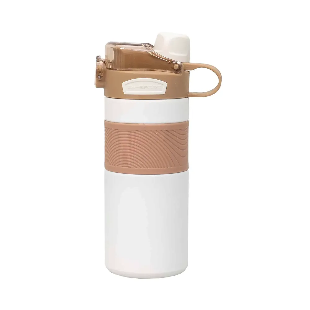 Termos 2 1, interior inox, capacitate 600ml, model cu pai, alb / ZTS 8443