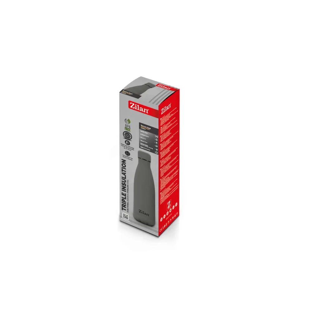 Termos tip sticla, interior inox, capacitate 500ml ZILAN, gri / ZLN 0822