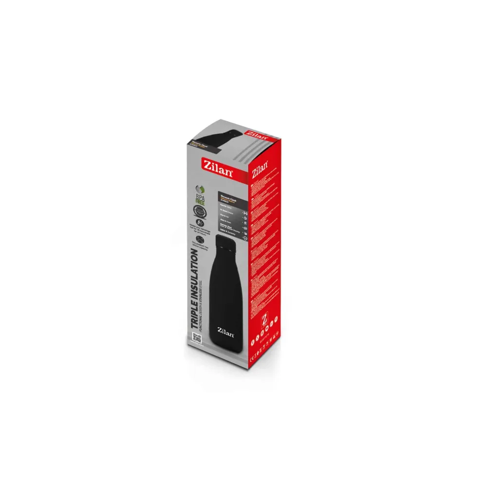 Termos tip sticla, interior inox, capacitate 500ml ZILAN, negru / ZLN 0820