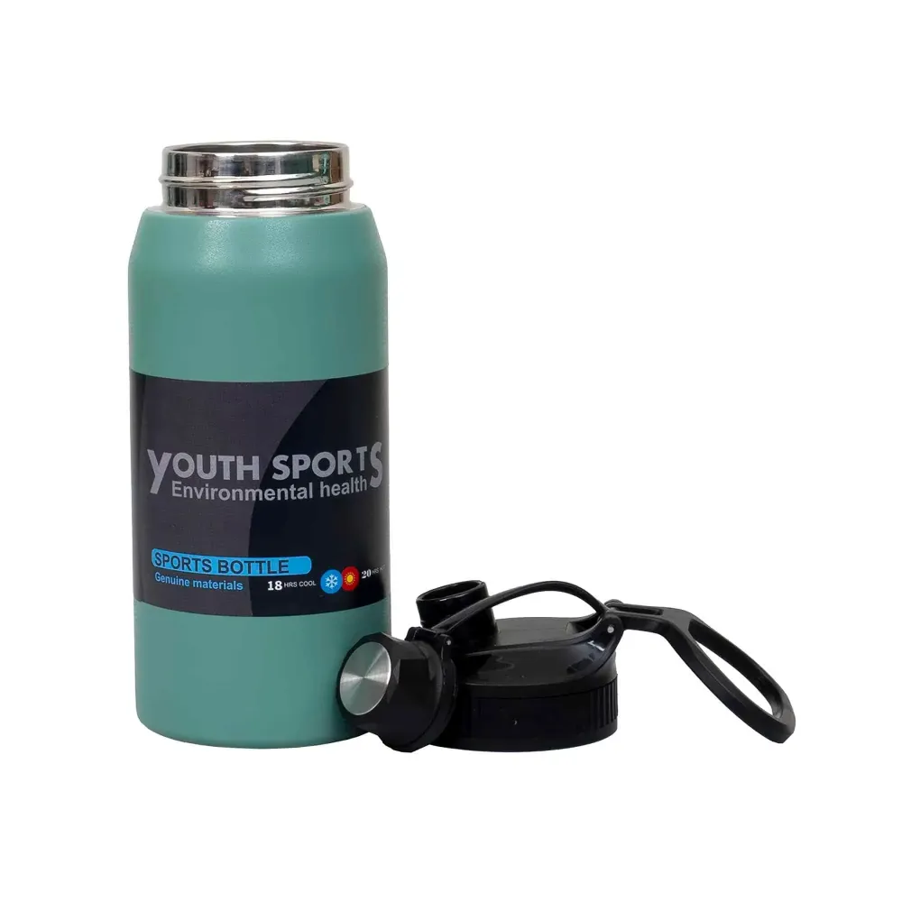 Termos YOUTH SPORTS, interior inox, capacitate 600ml, model sticla, verde / ZTS 8445