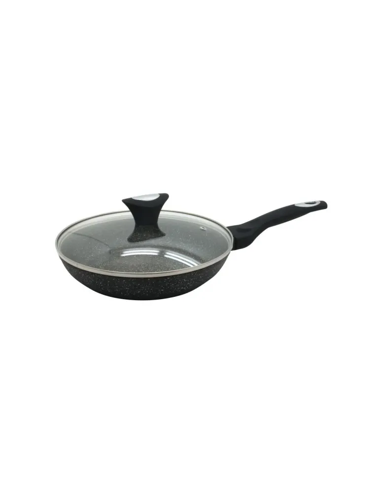Tigaie cu capac Klausberg KB 7038, 22 cm, acoperire din marmură, mâner moale, inducție, negru