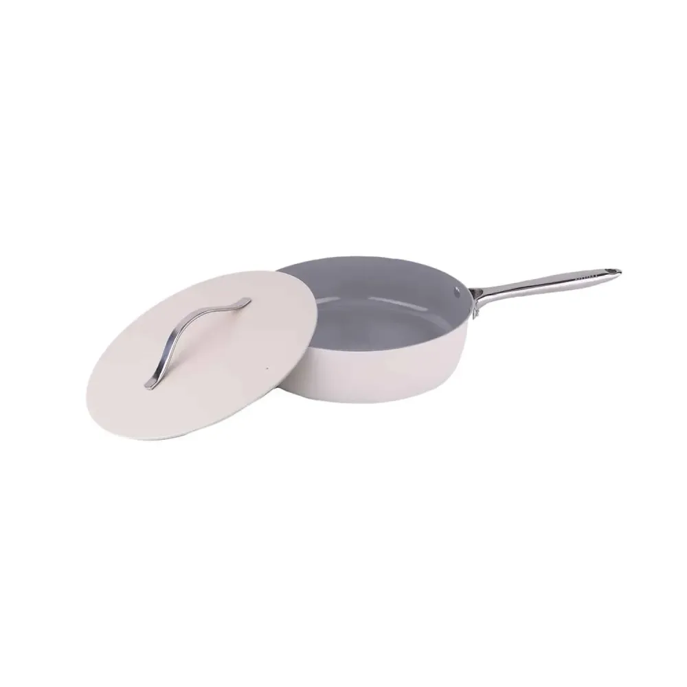 Tigaie inalta cu capac ZILAN, interior din ceramica, diametru 28cm, crem / ZLN 0880
