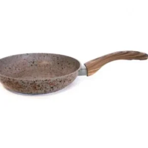 Tigaie RI Olina OL-172-20В, 20 cm, aluminiu cu înveliș de marmură/gri-negru, mâner de culoarea lemnului