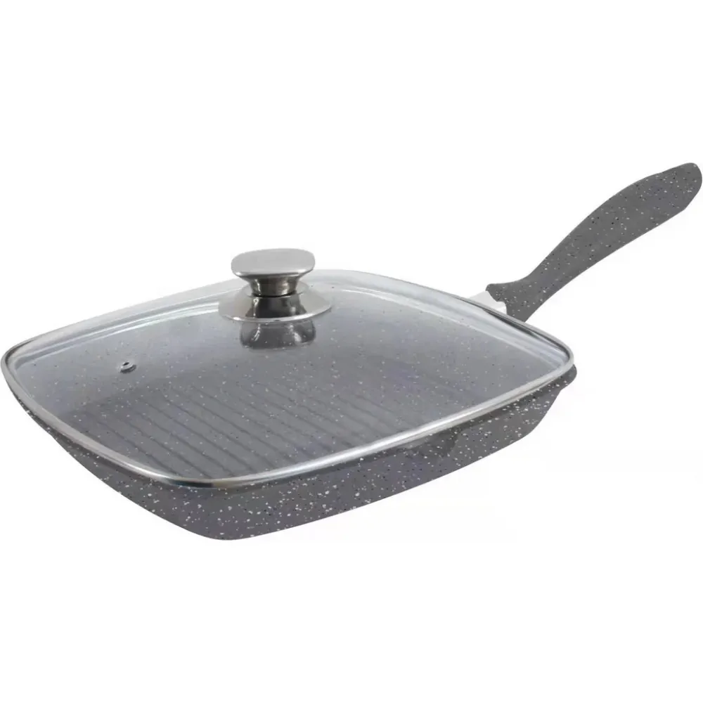 Tigaie Tip Gratar cu Capac Sticla si Maner 28 cm