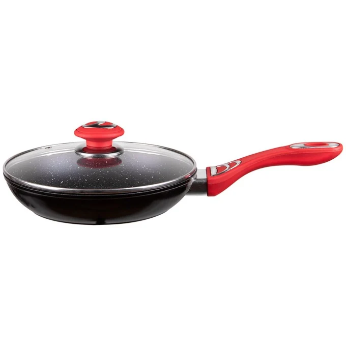 Tigaie universală Zephyr ZP 4419 F28C, aluminiu, finisaj marmorat, diametru 28 cm, adâncime 5,5 cm, neagră