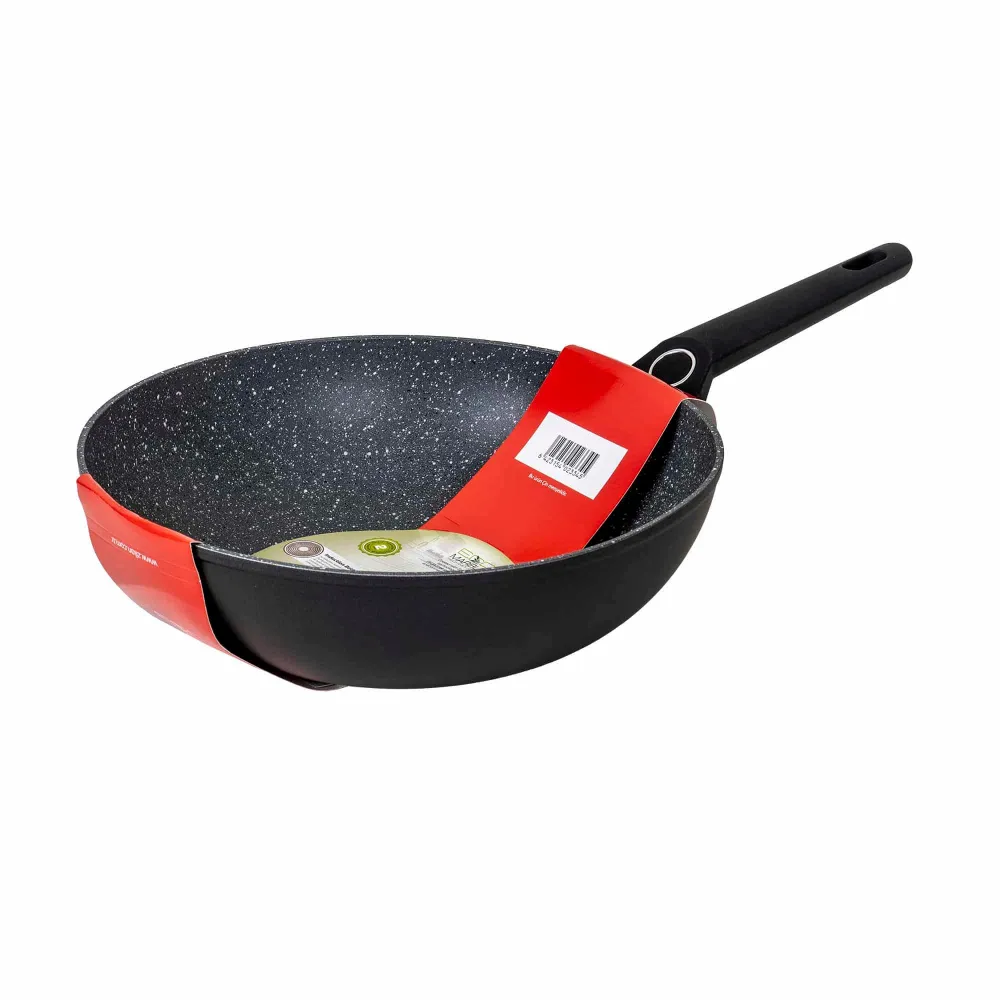 Tigaie wok, diametru 28 cm, adancime 9 cm, material aluminiu, interior granit, maner soft touch / ZLN 3345